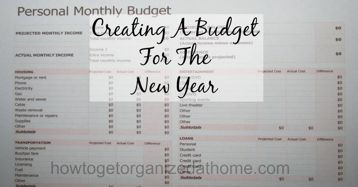Creating A Budget How To Get Organized At Home