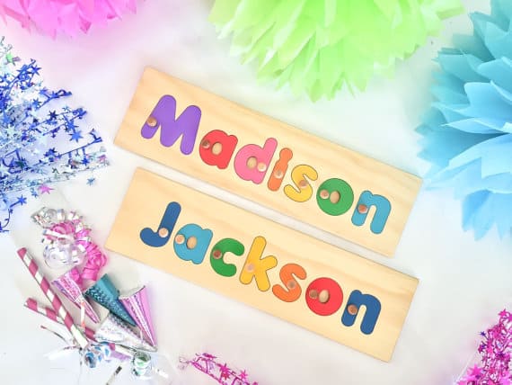 wooden name puzzle