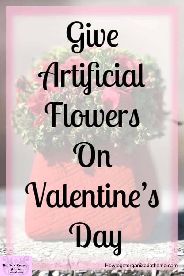 mini pot of artificial flowers