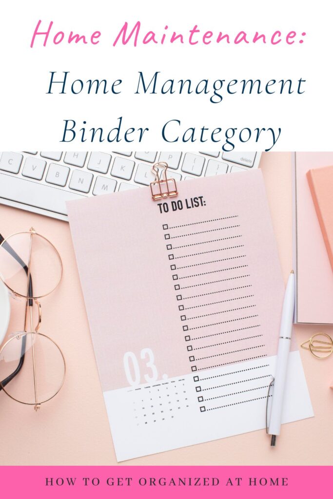 Home Maintenance: Home Management Binder Category