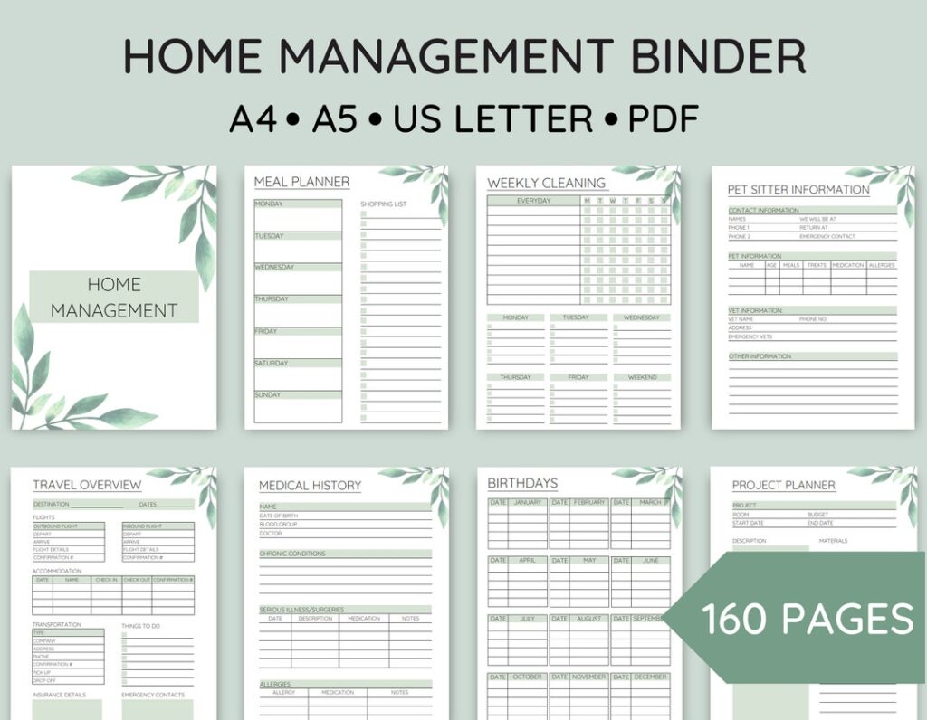 Cute Home Management Binder Printables
