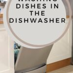 The words 'Washing Dishes In The Dishwasher' is in a circle above an image of a dishwasher in a kitchen.