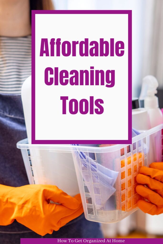 Picture of a person carrying cleaning tools with the words ‘Affordable Cleaning Tools‘ on the image.