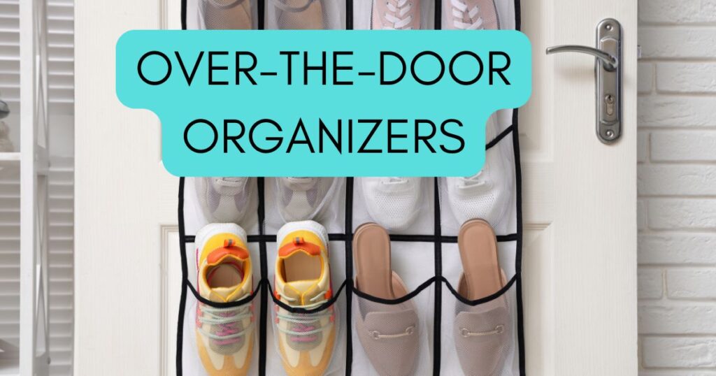 over the door organizer with shoes neatly inside.